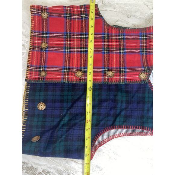 VTG 80s 90s Large Sharon Young Christmas Plaid Tartan Vest Houndstooth - Picture 4 of 7